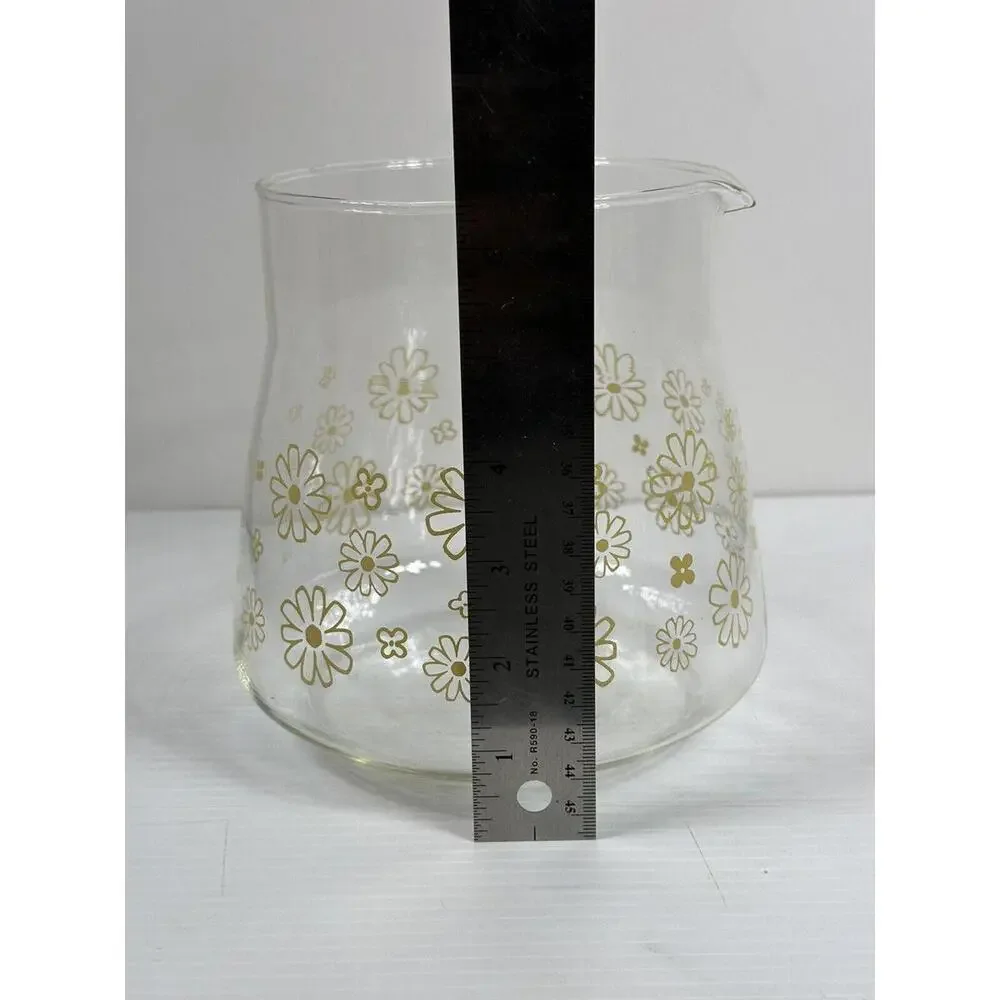 Vintage Sunbeam 1970s Glass Coffee 10‎ Cup Replacement Pot Flowers Hippie BOHO